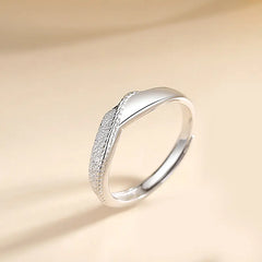 Twisted Sterling Silver Flash Sand Couple Ring
