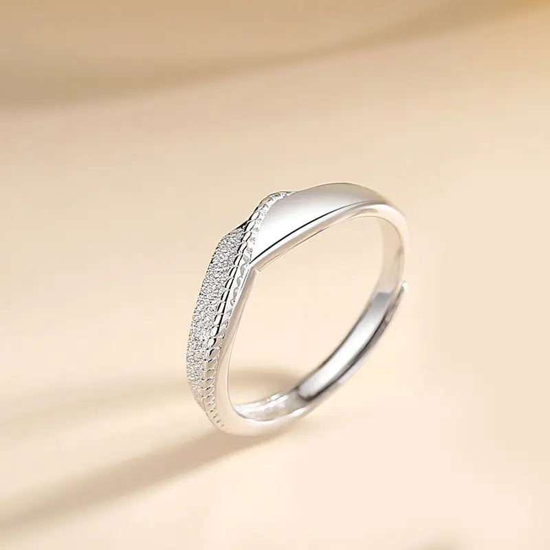 Twisted Sterling Silver Flash Sand Couple Ring