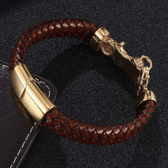 Woven Leather Motorcycle Bracelet