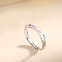 Twisted Sterling Silver Flash Sand Couple Ring