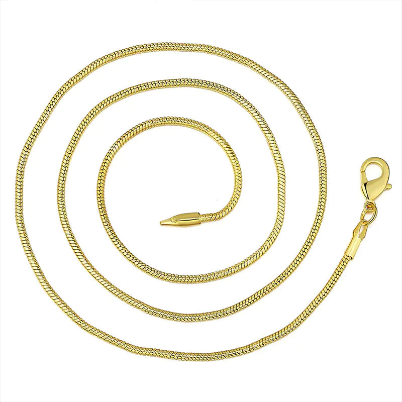 16-30 Inch 2MM Gold Plated Snake Chain Necklace