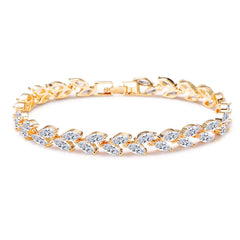 Minimalist Willow Leaf Bracelet with AAA Zircon Stones