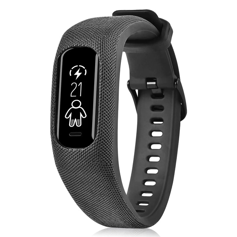 C2D JOY Strap TPU Wristband Compatible with Garmin vivosmart 3/vivosport Activity and Fitness Tracker (Black) Medium