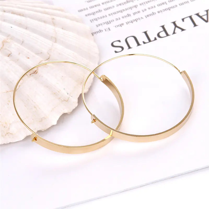 Korean Vintage Chic Circle Hoop Earrings for Women
