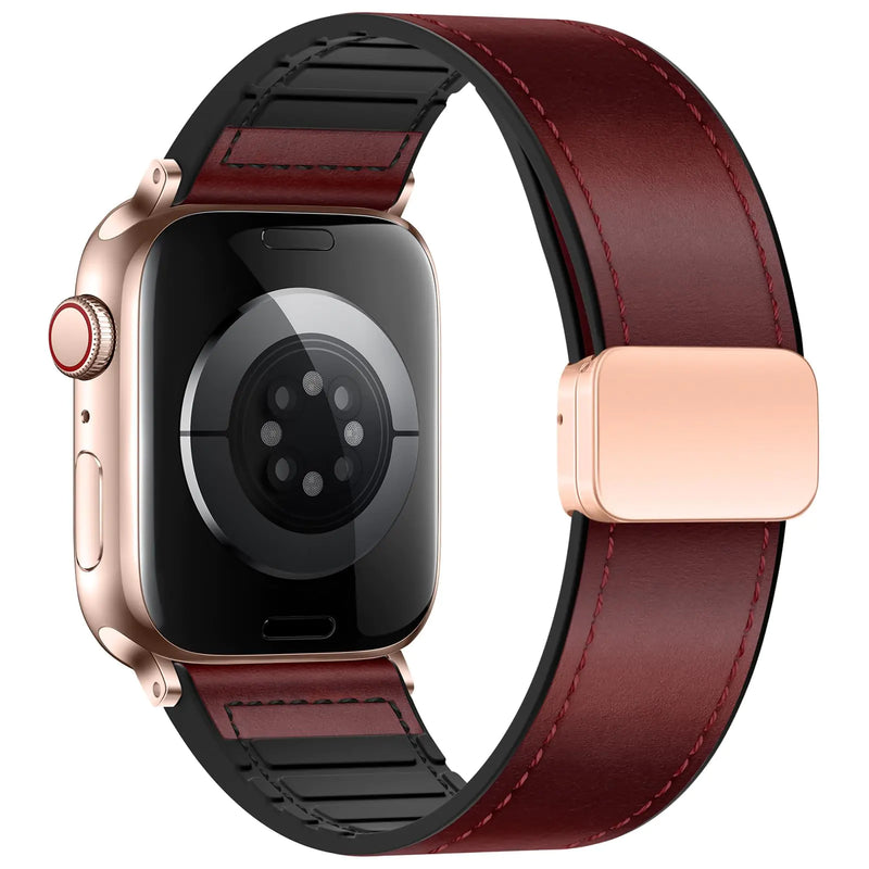 Eweison Genuine Leather Bands Compatible with Apple Watch Band 44mm 45mm 46mm 49mm for Men WomenAdjustable Magnetic Strap Top Grain Leather Wristband for iWatch Series 10 9 8 7 6 5 4 SE Ultra/Ultra 2