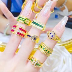 Retro Colored Gems Candy Ring for Women
