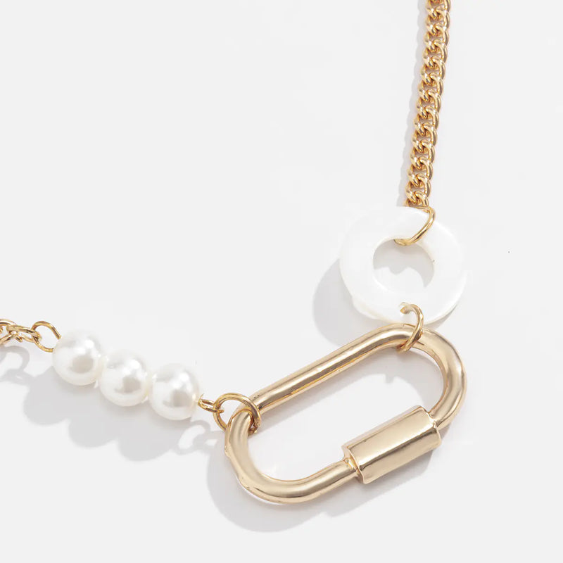 Vintage Minimalist Layered Fringe Necklace with Pearls