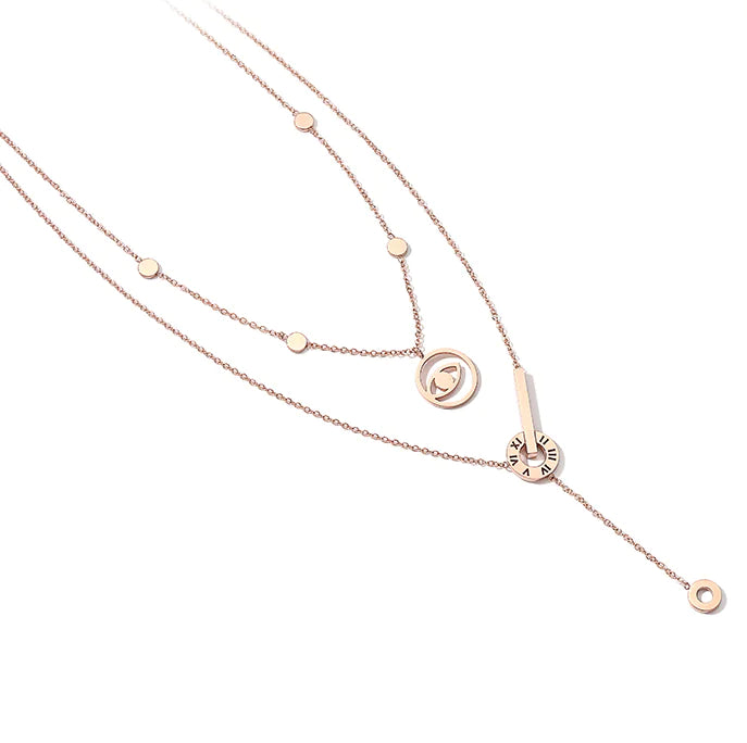 ZENGLIU Double Layer Necklace with Roman Numerals