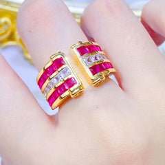 Retro Colored Gems Candy Ring for Women