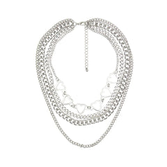 Geometric Heart Pendant Necklace for Women (Punk Style)