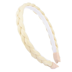 DIGUAN Headband Synthetic Hair Plaited Headband Braid Braided without Teeth Hair Band Accessories for Women Girl Wide 0.6 Inch (Thin-light blonde)
